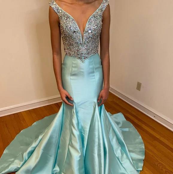 Tiffany Blue Pageant Gown 2 - Picture 1 of 5